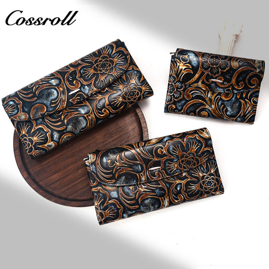 The Factory Produces genuine long card holder wallet Vintage Chinese pneumatic spending bag geniune leather wallet