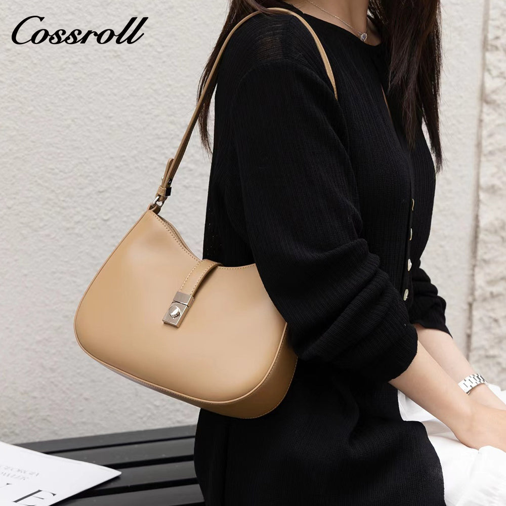 Crossbody Fashion Vegetable Tanned Leather Women's Bag Premium Feeling Hundred Underarm Bag