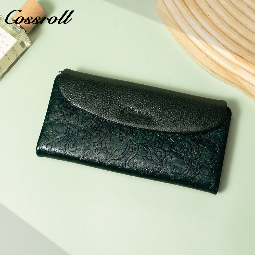 The Factory Produces genuine long card holder wallet geniune leather wallet