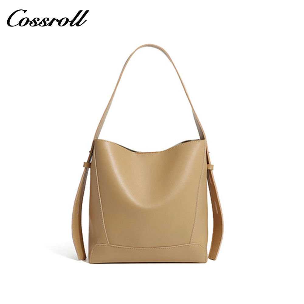 Head layer cowhide Europe and the United States new women's large-capacity bucket leather women's bags shoulder with cowhide diagonal cross-body bag
