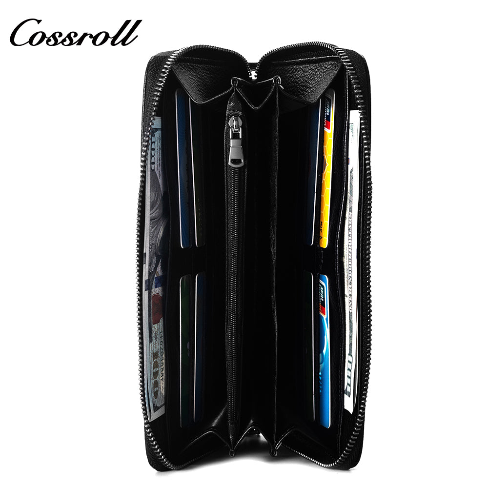 New Genuine Leather Men's Wallet Long Zipper Large Capacity Clutch Cowhide Clutch Bag Wallet Best Selling
