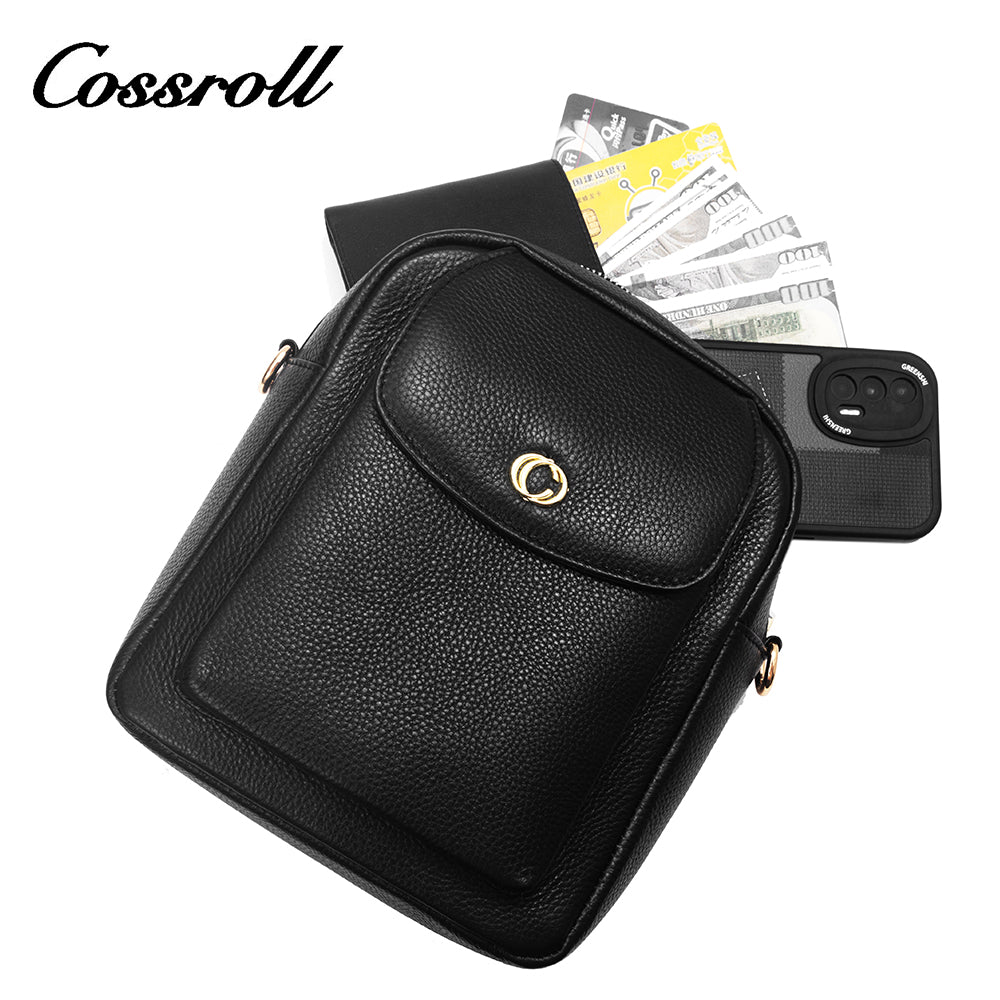 High-end leather mobile phone bag female 2024 new fashion female bag vertical multi-layer crossbody bag burst shoulder bag