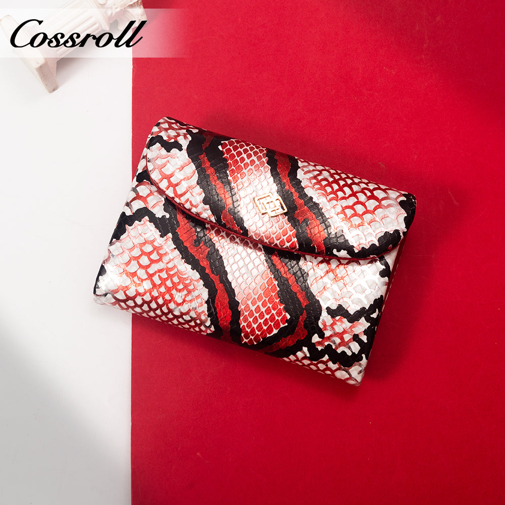 Manufacturers customized new leather short long purse cross-border Europe and the United States python cowhide multi-card money clip