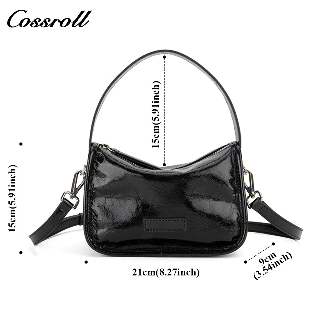 Oil wax cowhide bag female new fashion hundred with shoulder bag senior sense of niche retro commuting crossbody bag