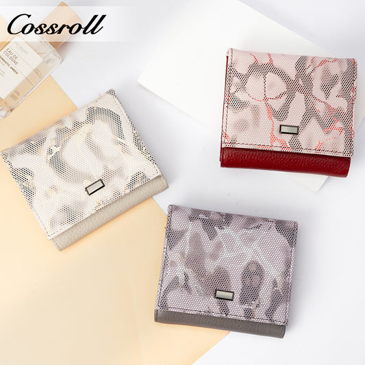 China Factory Promotion new women's leather wallet mini multi-slot cowhide coin wallet cross-border pattern ultra-thin wallet