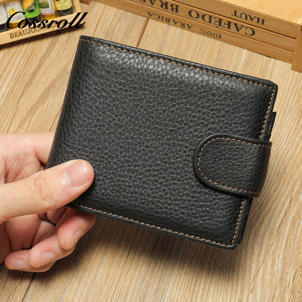Men's Short Genuine Leather Clutch Dollar Clip Coin Purse Multifunctional Cowhide Card Case Leath