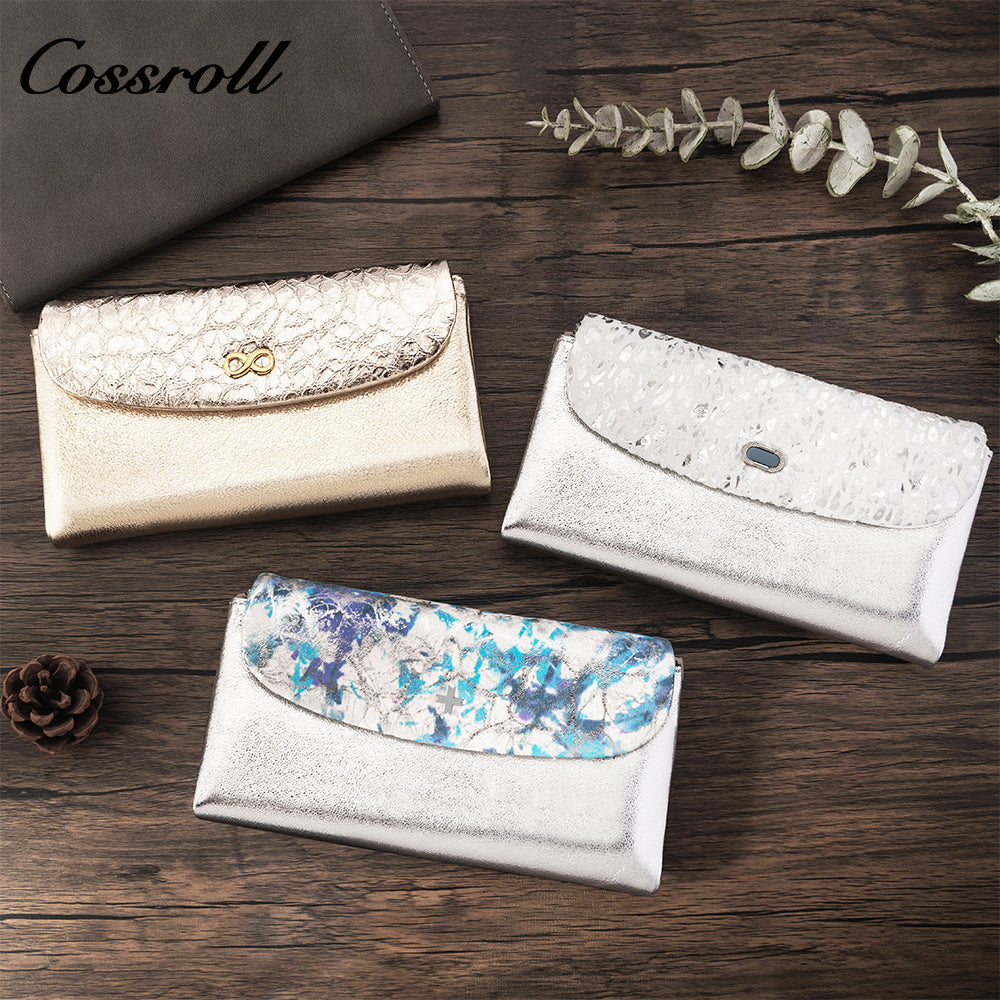 Cross Border Long Leather Wallet Head Layer Cowhide Women's Premium Feeling Glossy Clutch New Wallet Ladies Long Clip