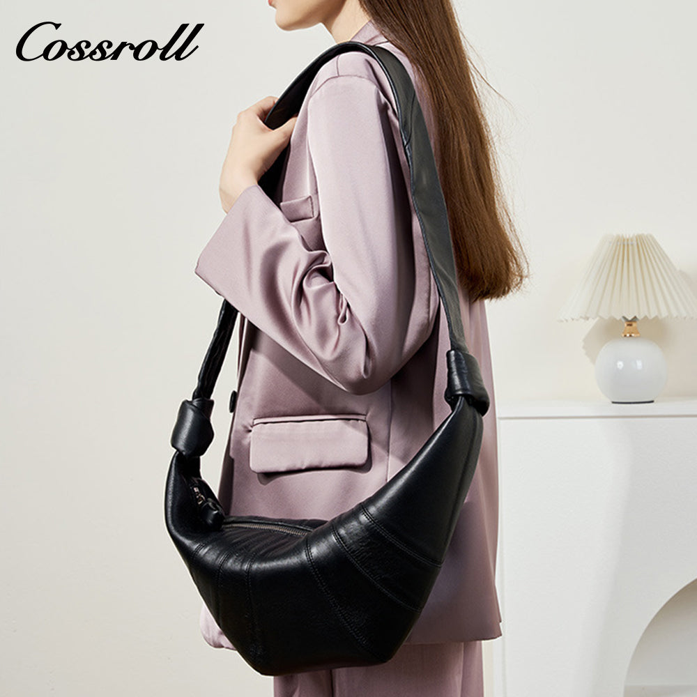 Coson croissant niche design sheepskin lazy dumpling bag leather women's bag tide crossbody bag