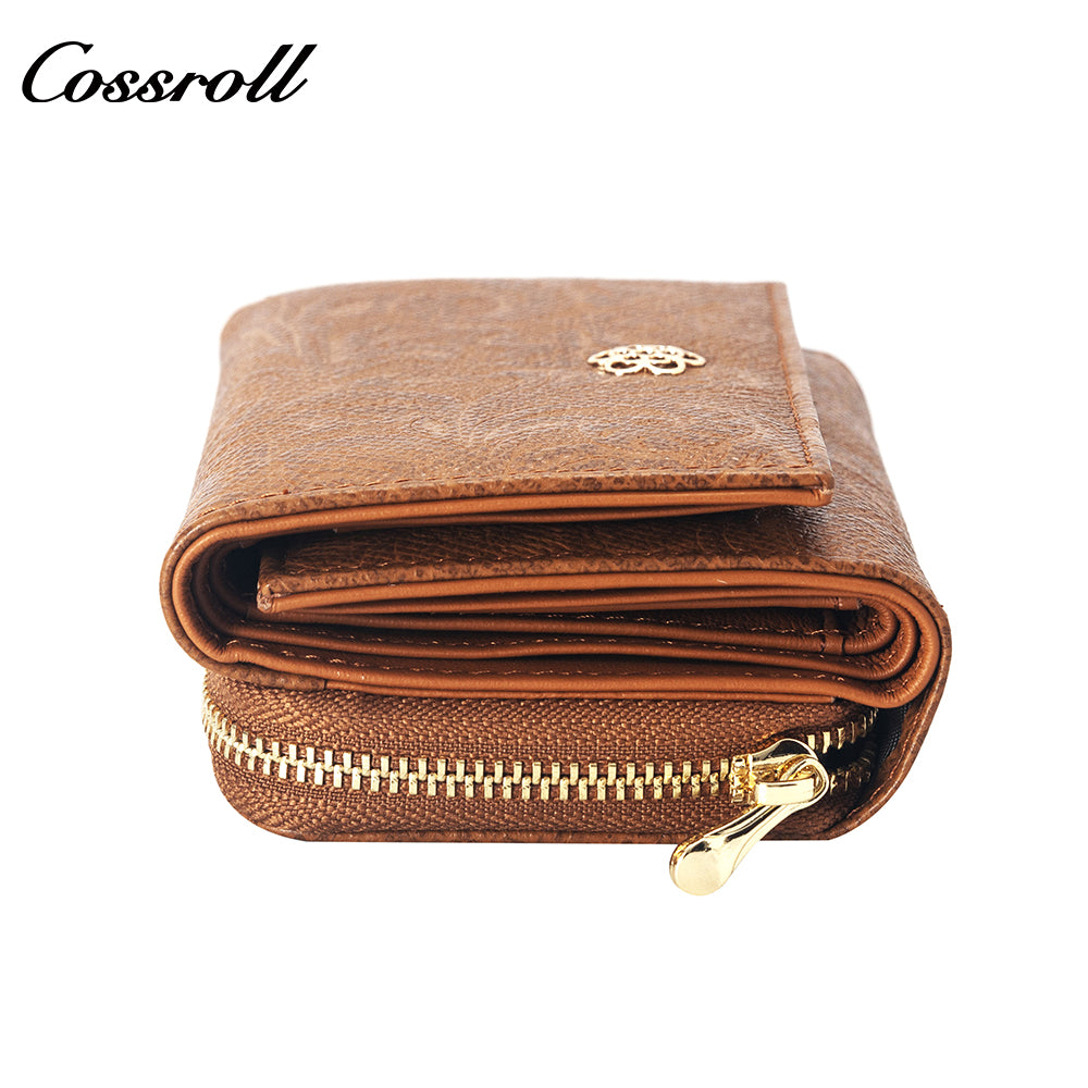 Manufacturers custom cowhide embossed women's purse large capacity European and American leather vintage money clip