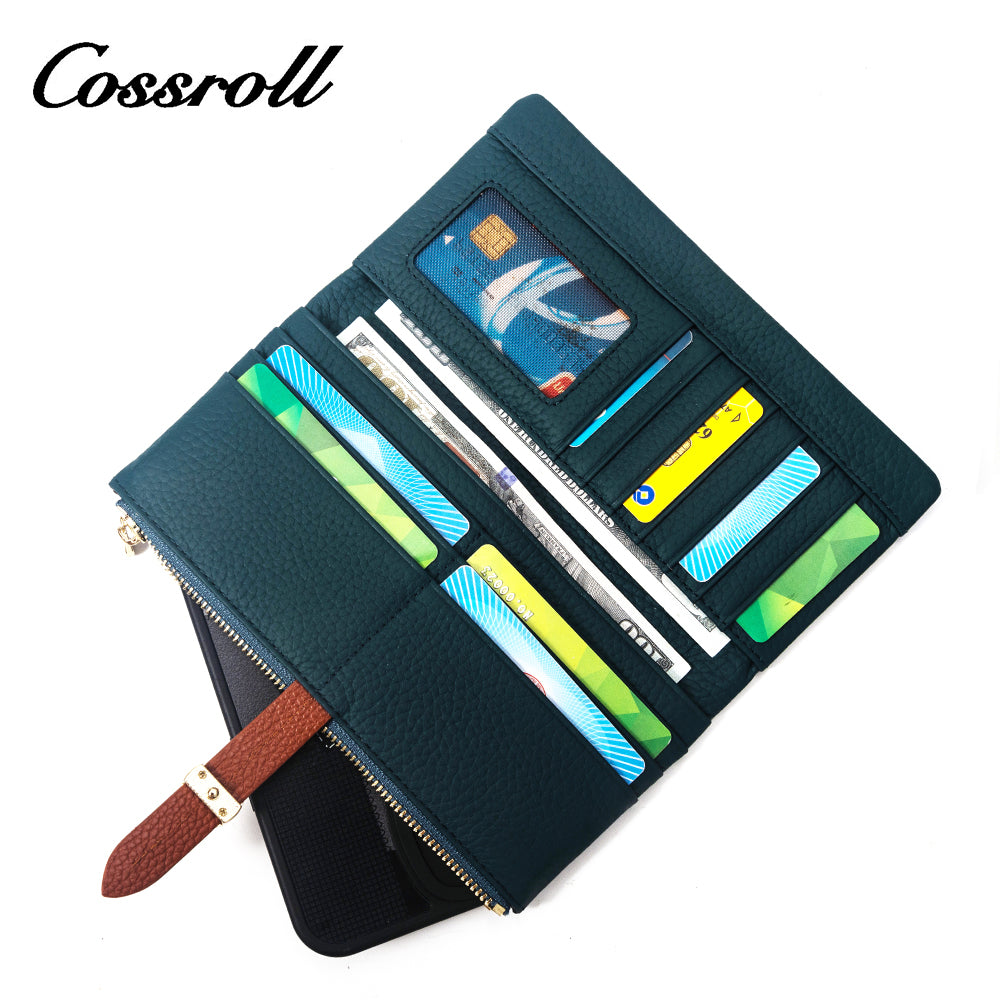Most Popular best brand leather long wallet female Genuine Leather