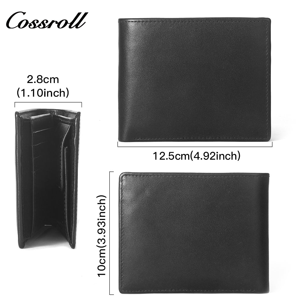 Factory custom short simple leather purse for cowhide coin man wallet for purse money clip