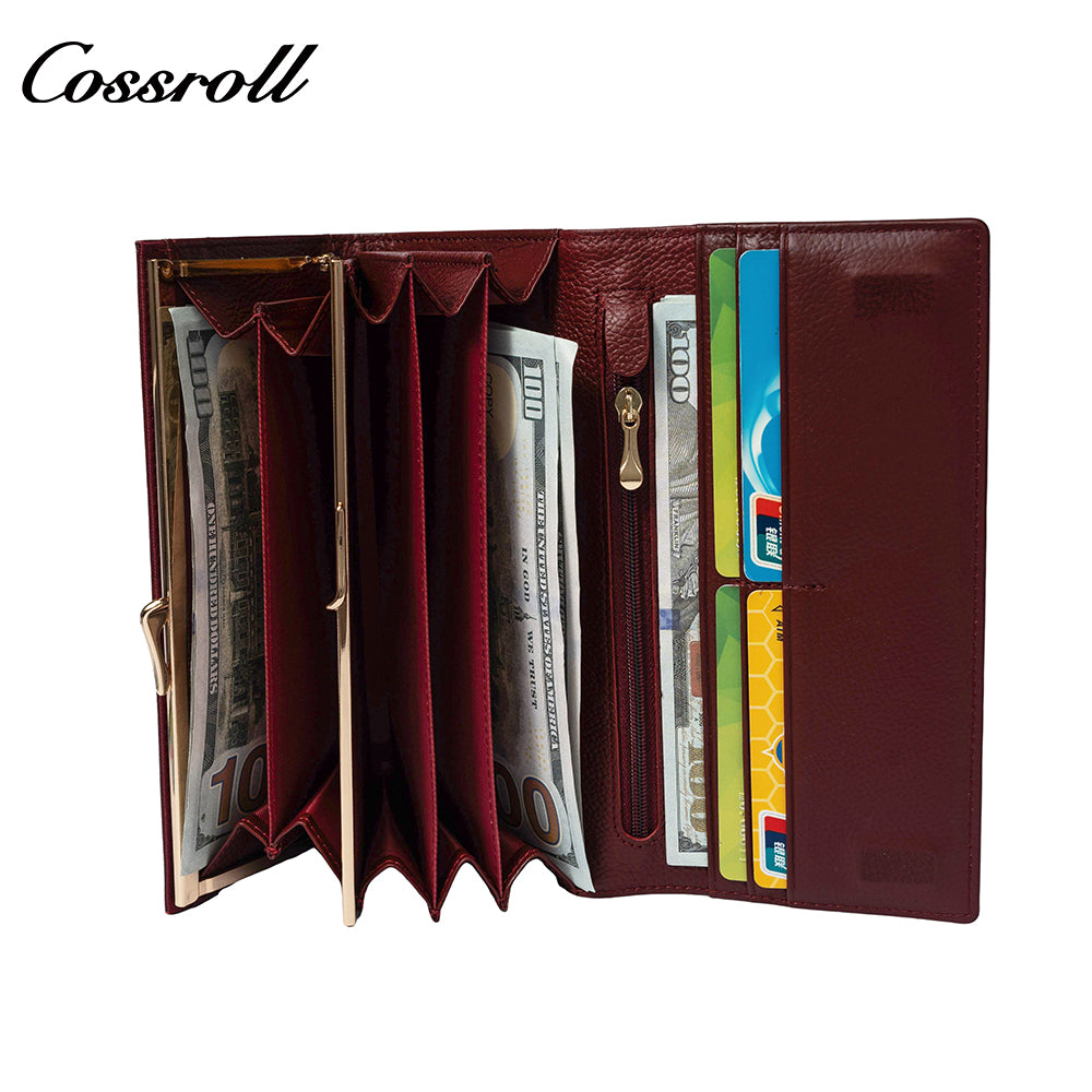 The Factory Produces genuine long card holder wallet geniune leather wallet