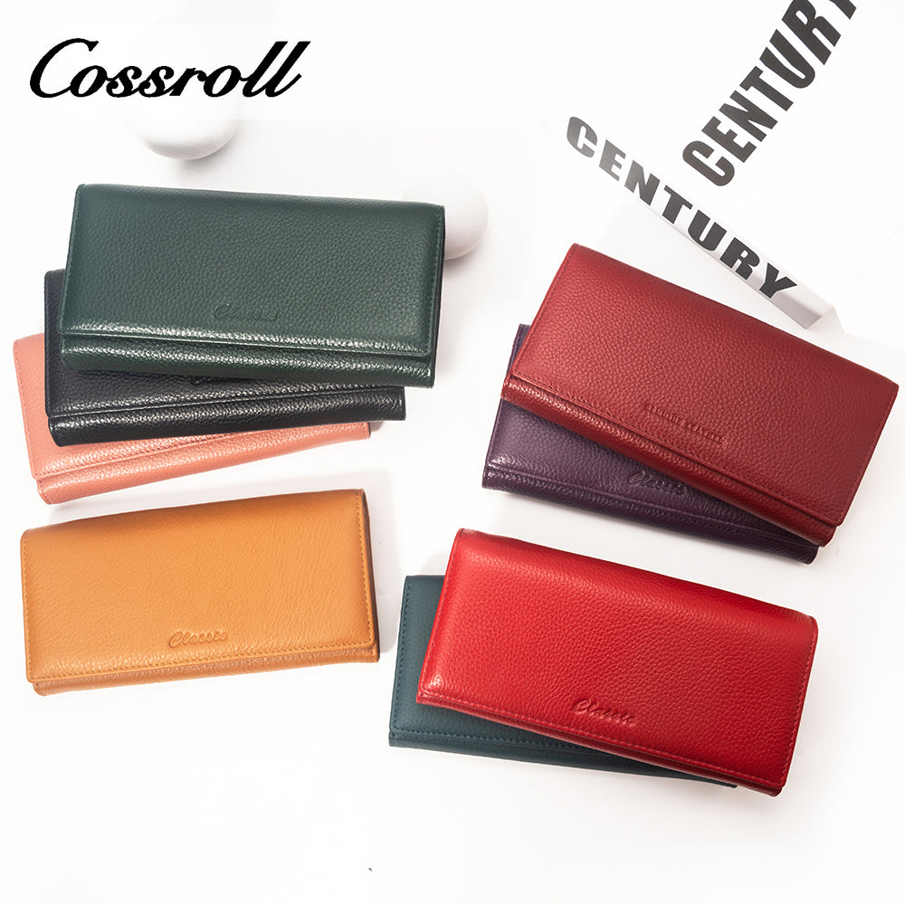 Women's long real wallet Slim Real Leather Credit Card Holder Clutch Wallets for Women