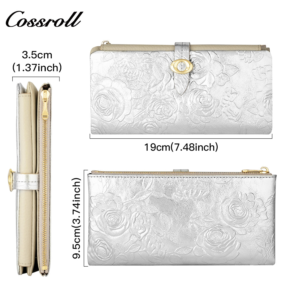 Most Popular best brand leather long wallet female Genuine Leather