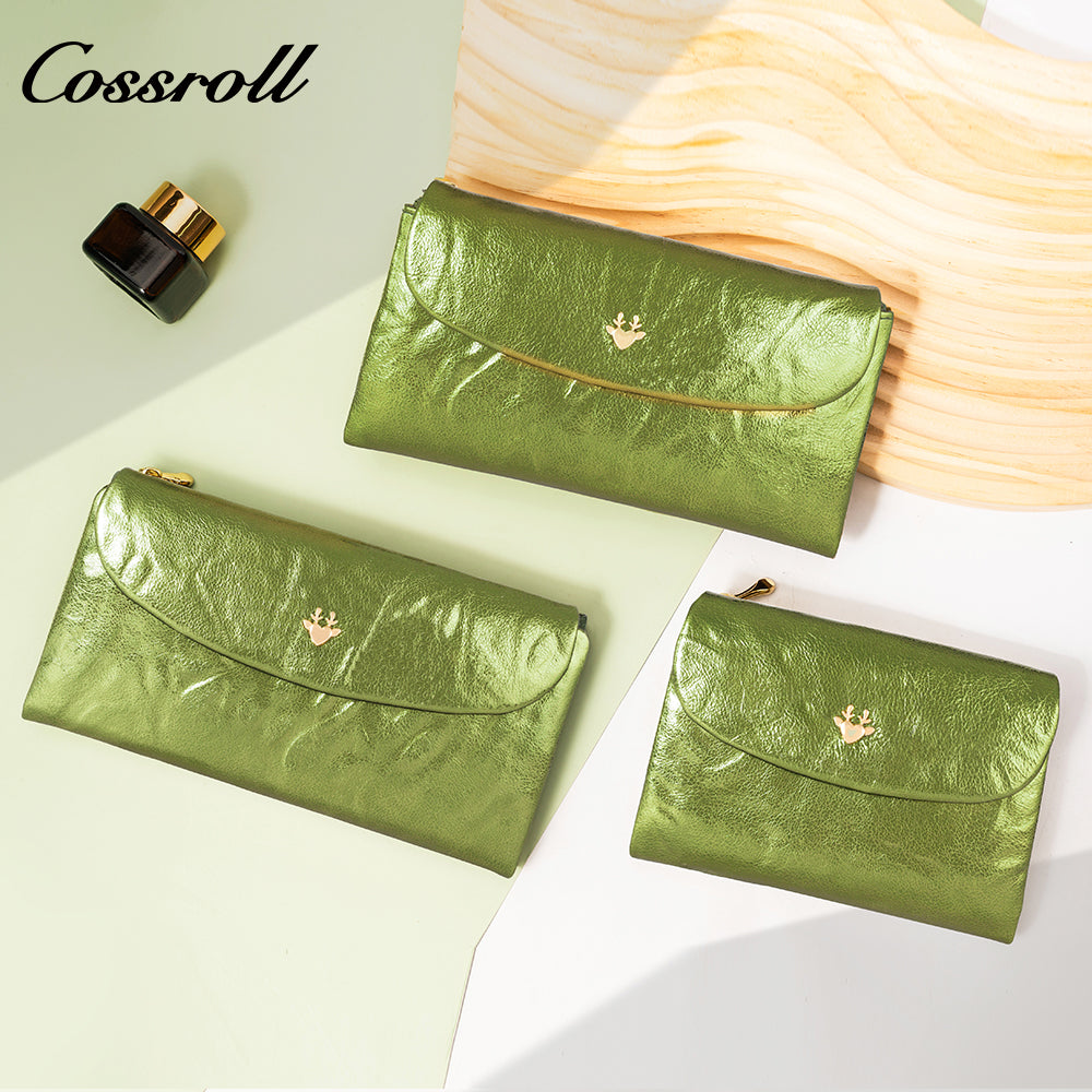 Long Genuine Leather Wallet Head Layer Cowhide Glossy Pattern Clutch Women's Purse Customized