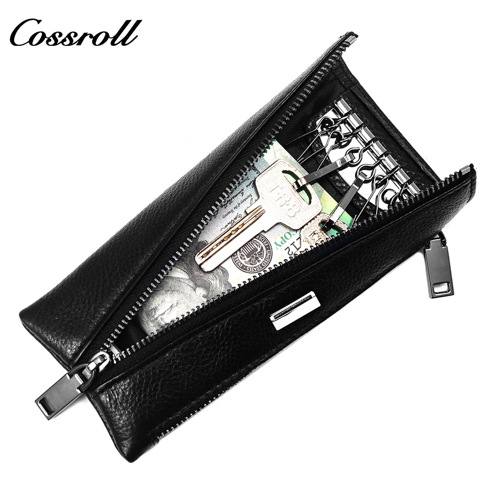 2024 New Genuine Leather Men's Wallet Long Zipper Key Bag Clutch Cowhide Clutch Bag Wallet Best Selling