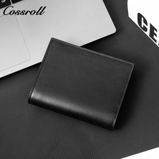 Men's Genuine Leather Bifold Short Wallet, Business Plain Cowhide Ultra Slim Multi-Slot Card Holder, Minimalist Men's Purse