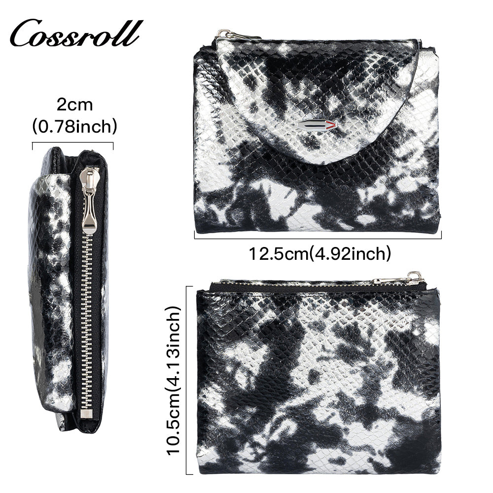 Manufacturers custom foreign trade new wallet female leather short snake wallet cowhide high-end wallet card wallet certificate wallet