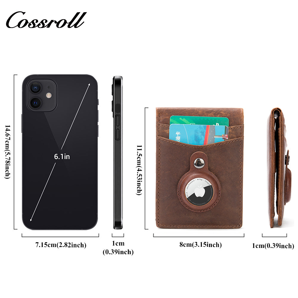New airtag Wallet Men's Premium Sense RFID Anti-magnetic Anti-theft Brush Tracker Card Case Customized
