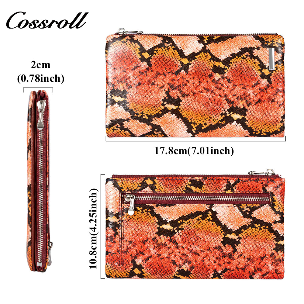 Women's wallet Europe and the United States long zipper clutch python grain large capacity