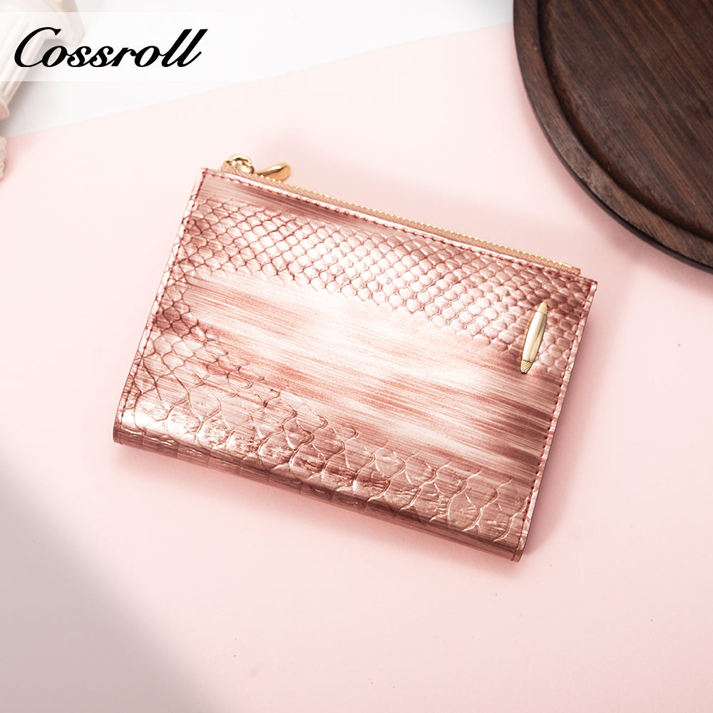Customized Manufacturer leather luxury women small wallet crocodile texture Genuine Leather