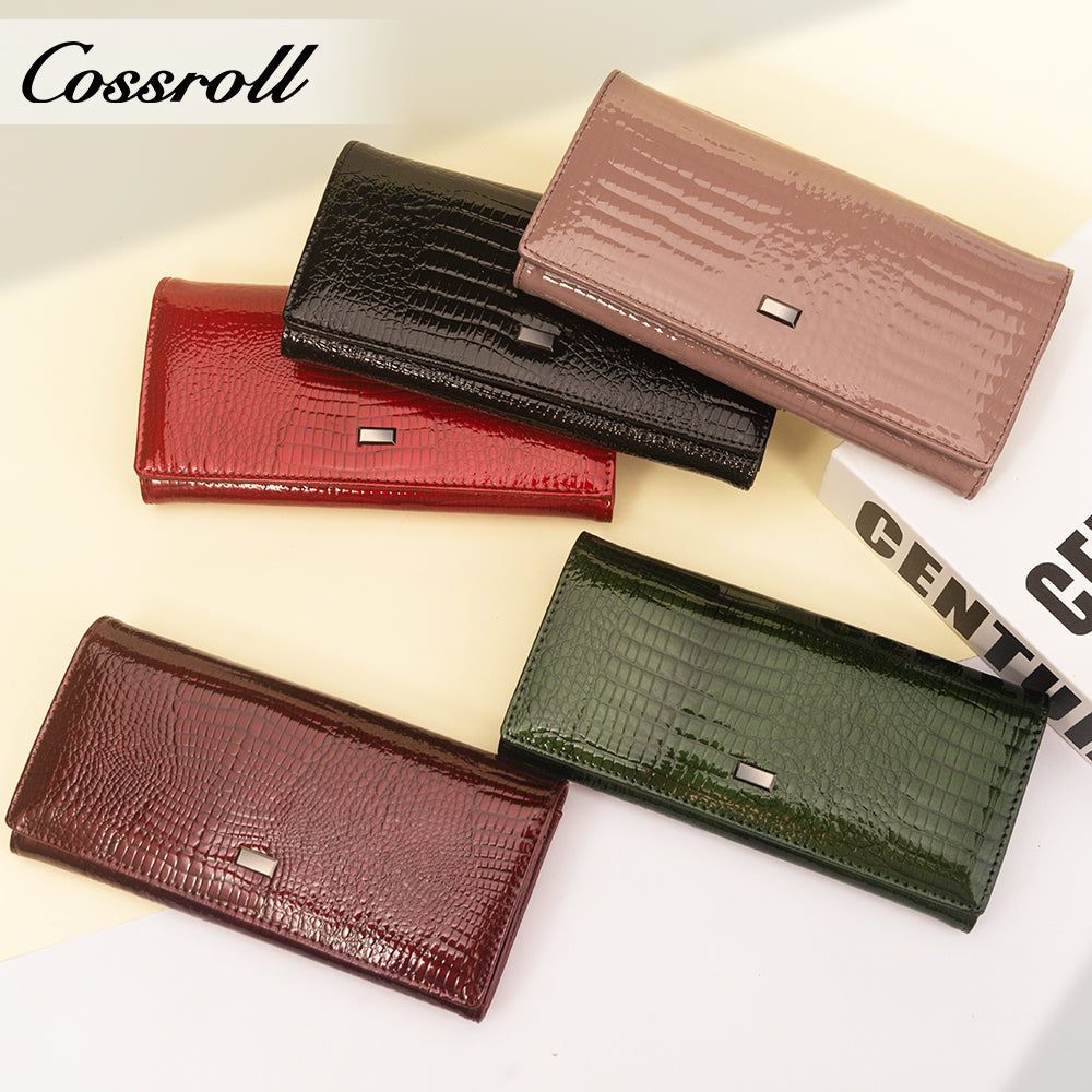 Most Selling Products cowhide wallet crocodile texture patent leather