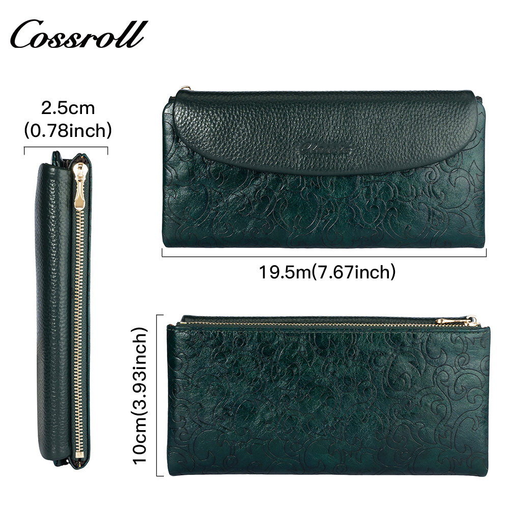The Factory Produces genuine long card holder wallet geniune leather wallet