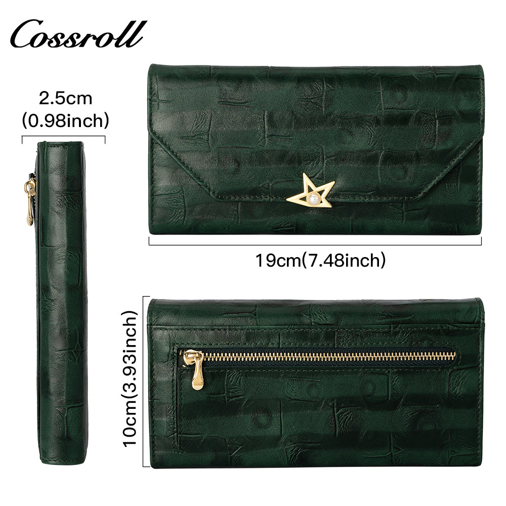 2024 Most Popular best brand leather long wallet female Genuine Leather