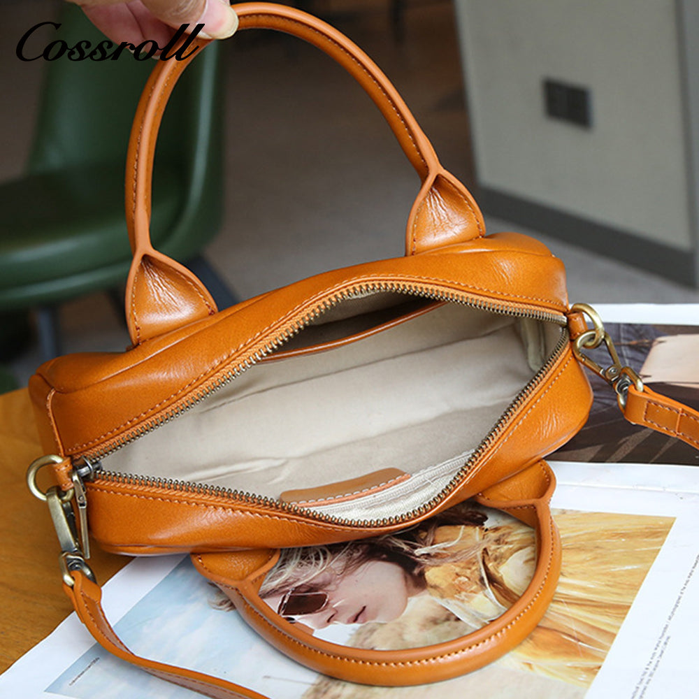 Spring and summer new leather women's bag crossbody bag retro commuter handbag female niche senior texture shoulder bag