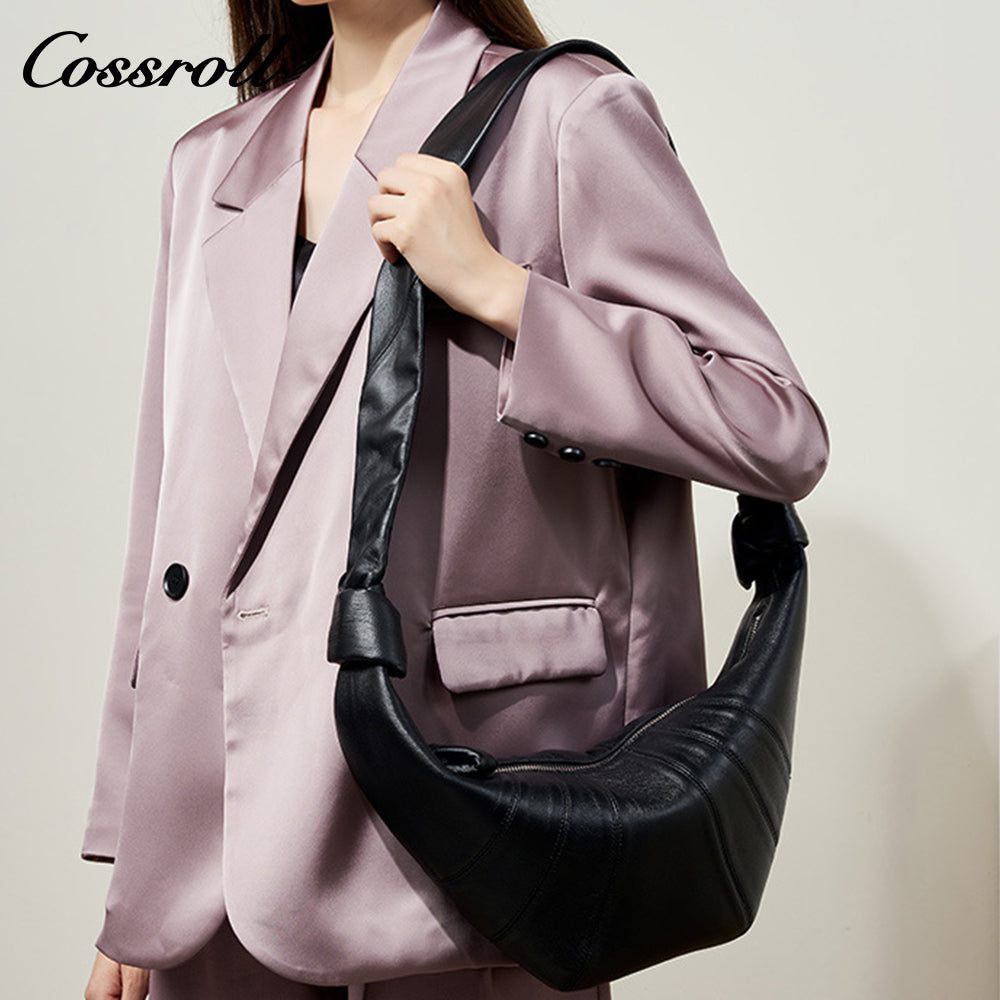 Coson croissant niche design sheepskin lazy dumpling bag leather women's bag tide crossbody bag