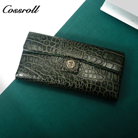 Factory Direct Sale High Quality luxury genuine leather womens crocodile texture Genuine Leather
