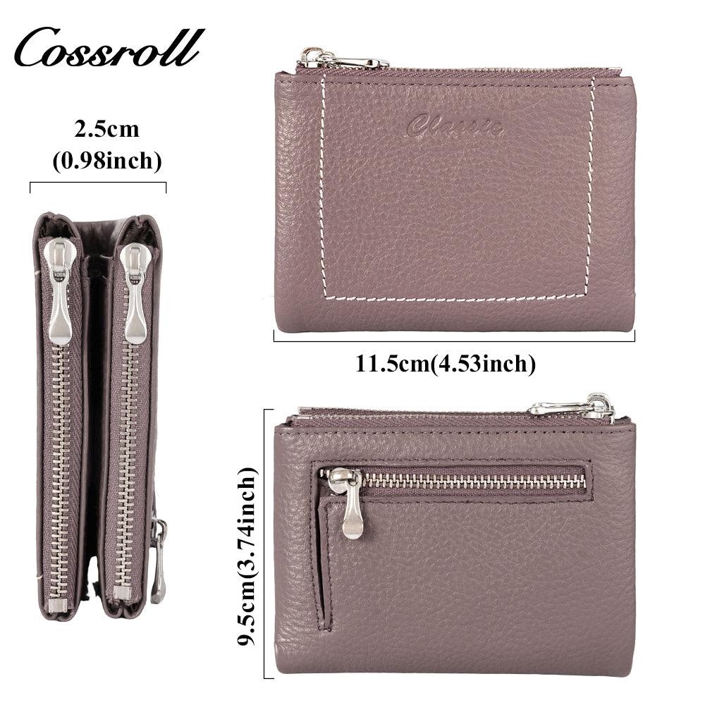 Women's Wallet Leather Thin Card wallet Small Purse Zipper Lock Buckle Lightweight Short
