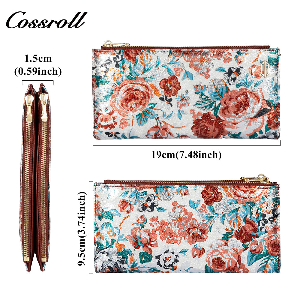 Custom Printed Clash Patchwork Long Fashion Large Capacity Zipper Wallet Purse