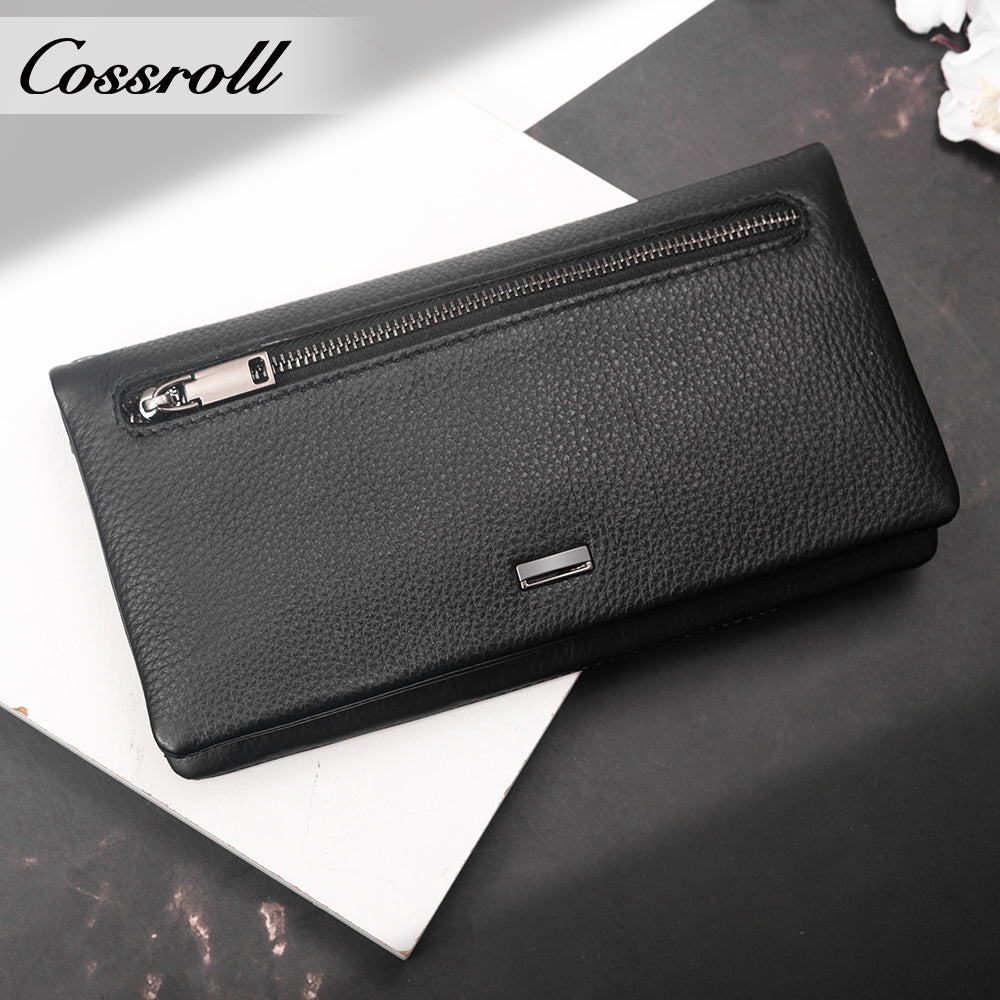 2024 New Genuine Leather Men's Wallet Long Zipper Large Capacity Clutch Cowhide Clutch Bag Best-Selling Wallet