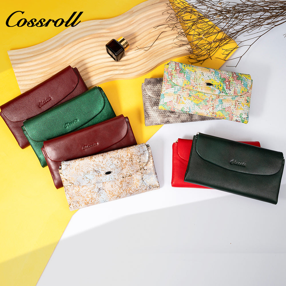 Genuine Leather Wallet Magnetic Buckle Women's New Cowhide Lychee Pattern Multifunctional Card purse wallet