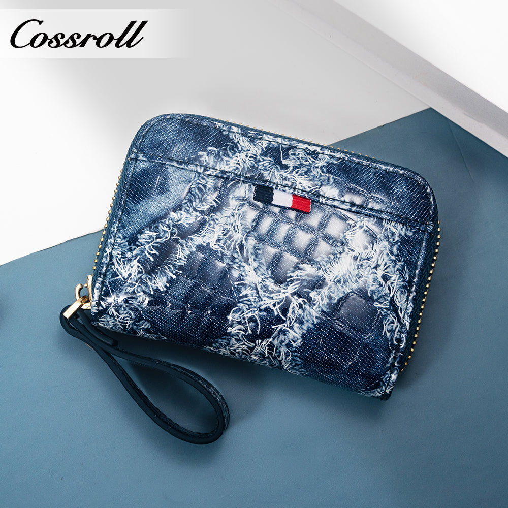 Customized Manufacturer leather luxury women small wallet organ card holder crocodile texture Genuine Leather