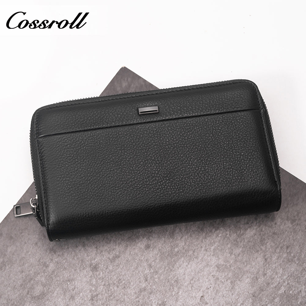2024 New handbag Men's soft leather wrist strap clutch bag Long wallet mobile bag Large capacity clutch bag