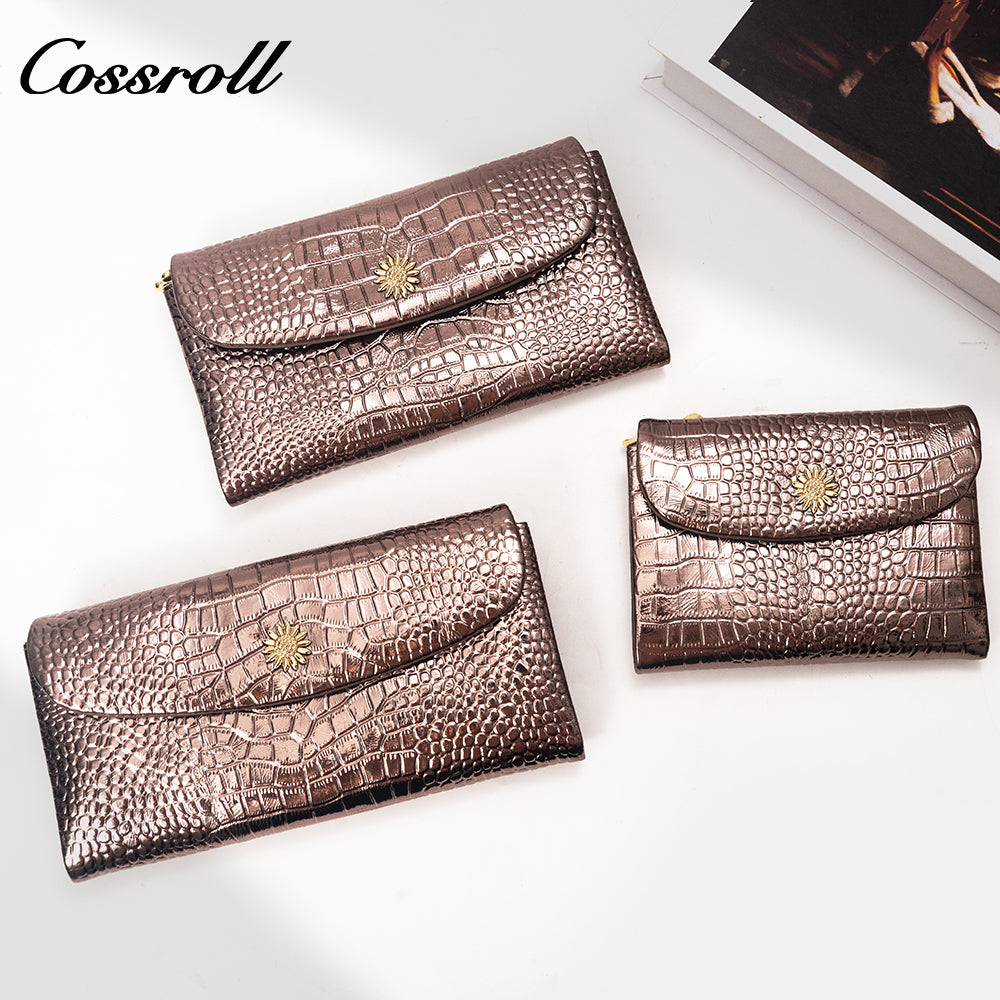 New Designed high women crocodile texture Genuine Leather