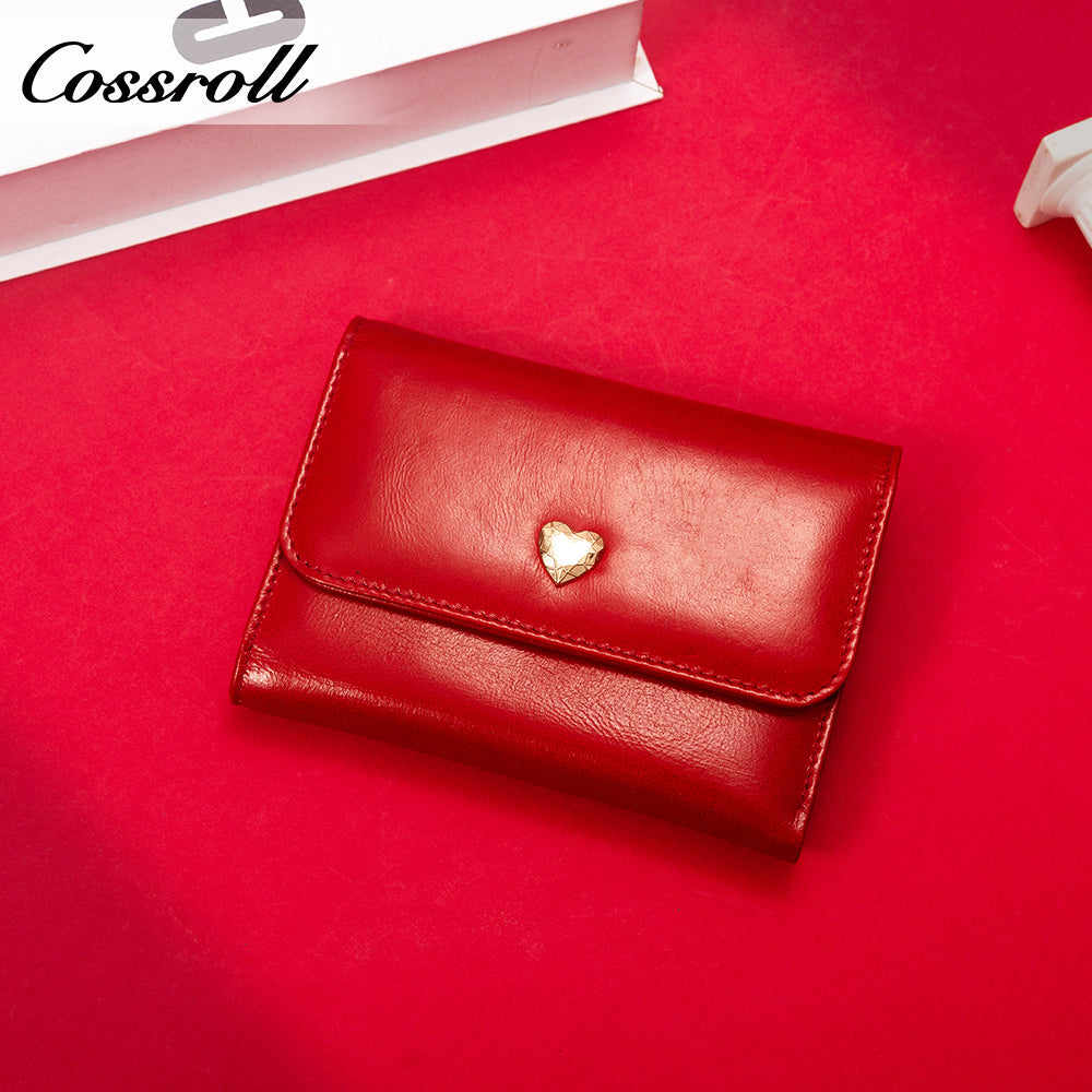 New leather women's long purse zipper wallet Large capacity waxed cowhide coin purse card bag factory custom