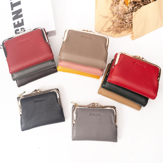 Wholesale Direct Sales red women's small leather bifold wallet With new materials