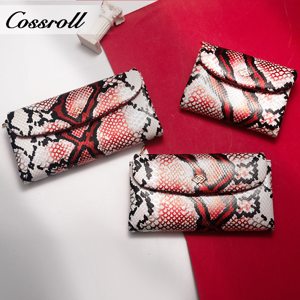 Manufacturers customized new leather short long purse cross-border Europe and the United States python cowhide multi-card money clip