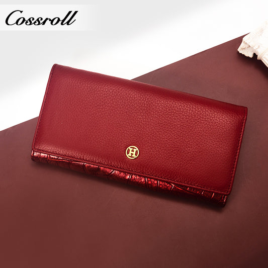 Innovative Design ladies purses multiple slots geniune leather wallet Lychee leather