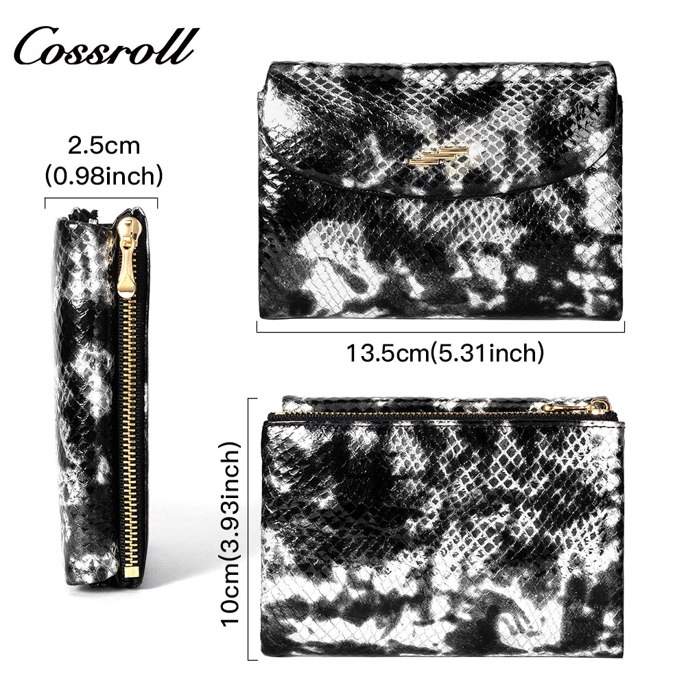 Manufacturers custom foreign trade new wallet female leather short snake wallet cowhide high-end wallet card wallet certificate wallet