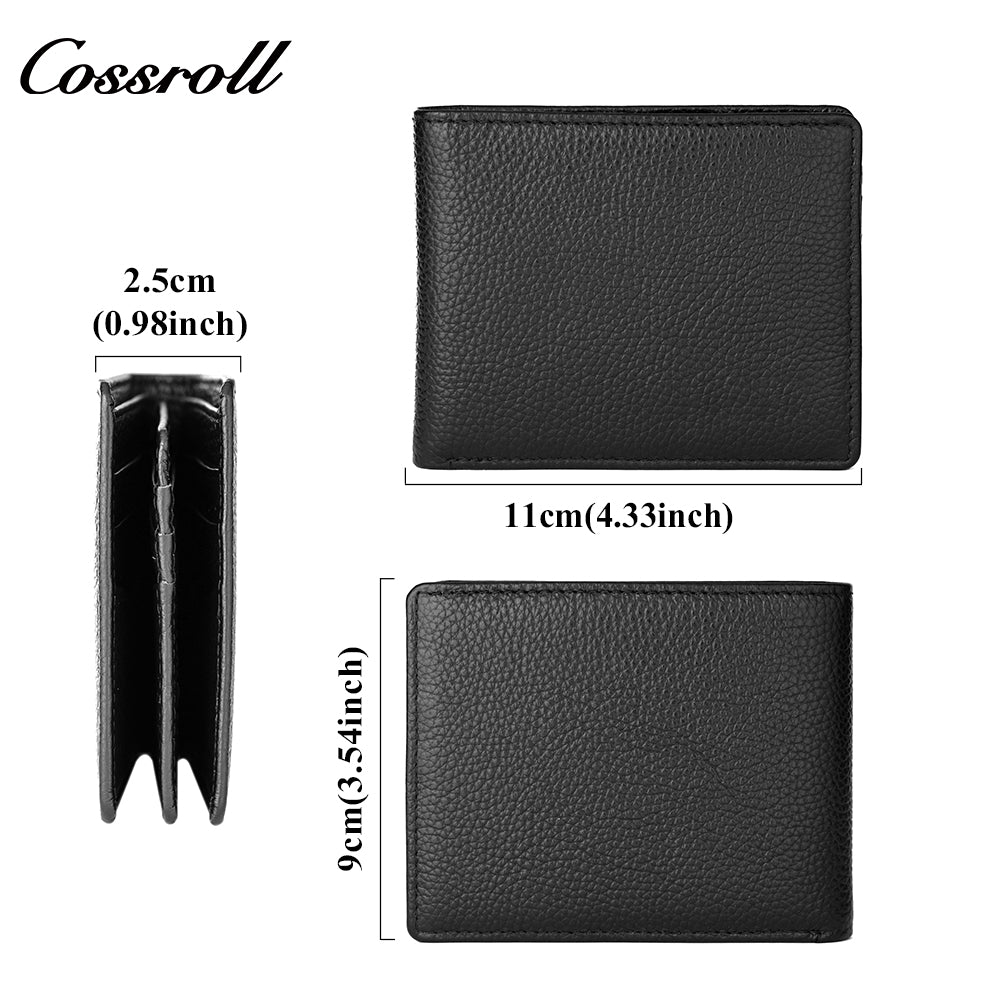 Cross-border men's short leather wallet horizontal wallet classic black head layer cowhide leisure