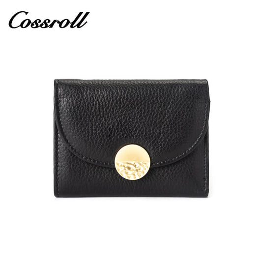 Lychee Full Grain Leather Short Wallet Manufacturer