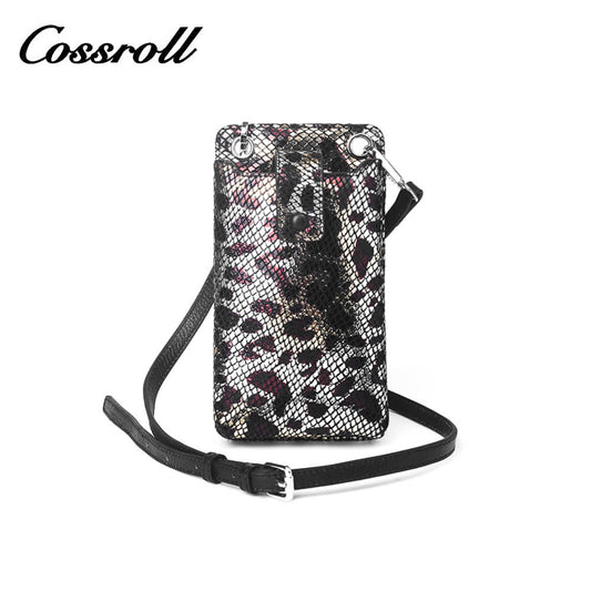 Cossroll Snakeskin Cowhide Leather Crossbody Phone Bag Manufacturer