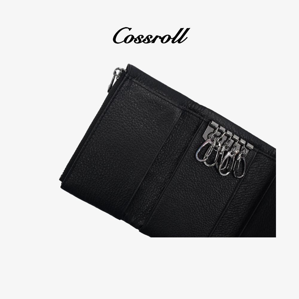 Bifold Leather With Keychain Wallets Minimalist - cossroll.leather