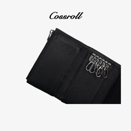 Bifold Leather With Keychain Wallets Minimalist - cossroll.leather