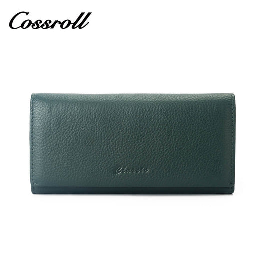 Unisex Lychee Cowhide Leather Wallets