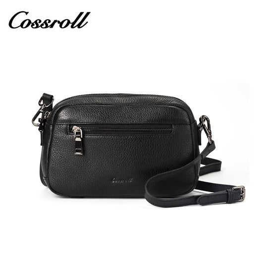 Lychee Cowhide Leather Crossbody Phone Messenger Bag Manufacturer